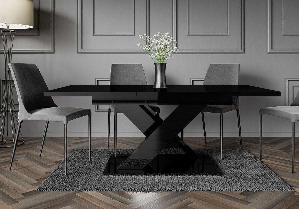 ESSTISCH RUDEN Ausziehbar 140 - 180 / 80 x 76 cm - Schwarz Hochglanz/Schwarz, Holz (140/80/76cm) - MASSENO