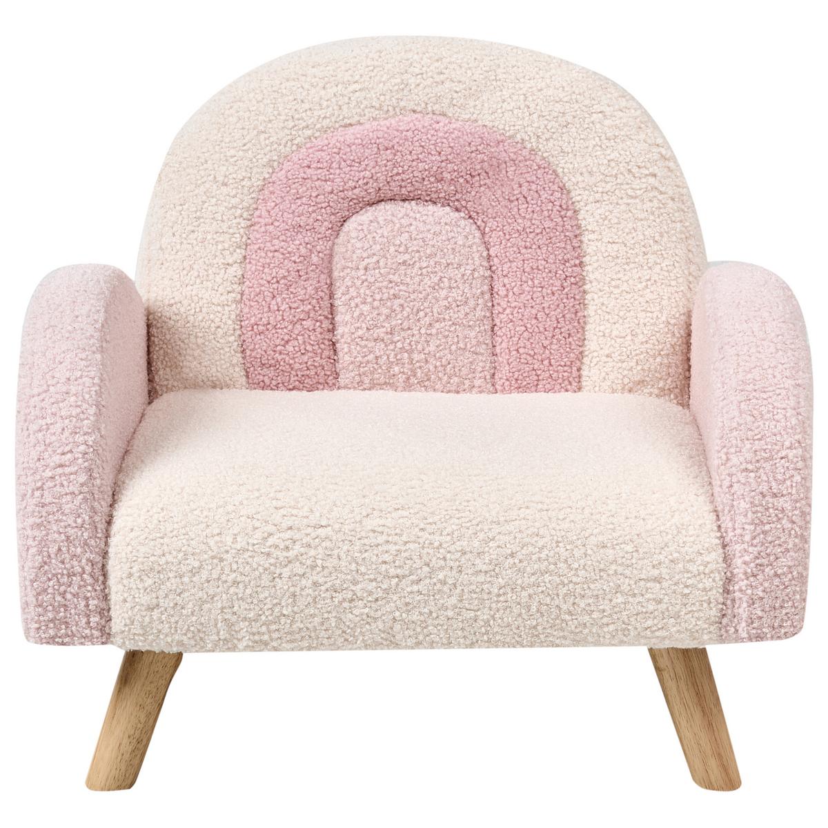 KINDERSESSEL Regenbogen Bouclé Pastellrosa Ombo - Pink, Textil (52/46/46cm) - Beliani