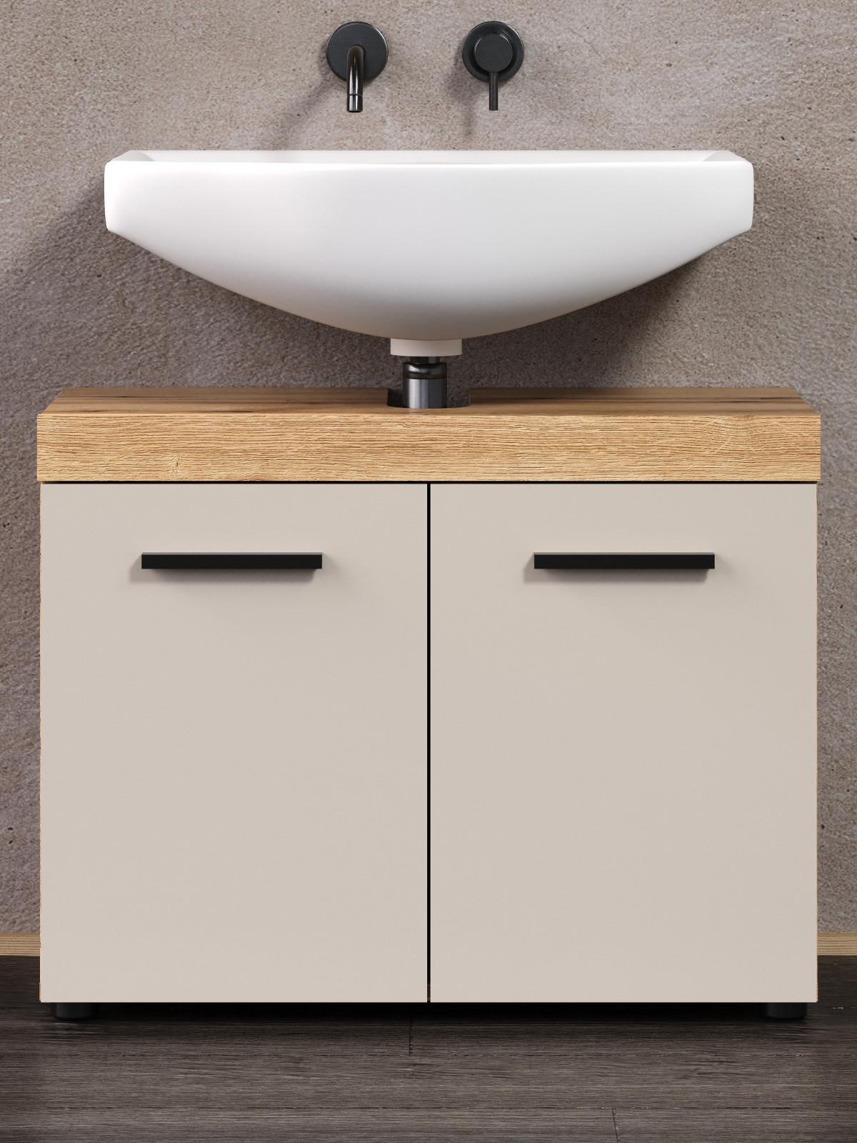 WASCHBECKENUNTERSCHRANK Kaschmir, Evoke Eiche 72 cm, Badezimmer Unterschrank 2-türig - Kaschmir/Eichefarben, Holzwerkstoff/Kunststoff (72/56/34cm) - Top.Furn