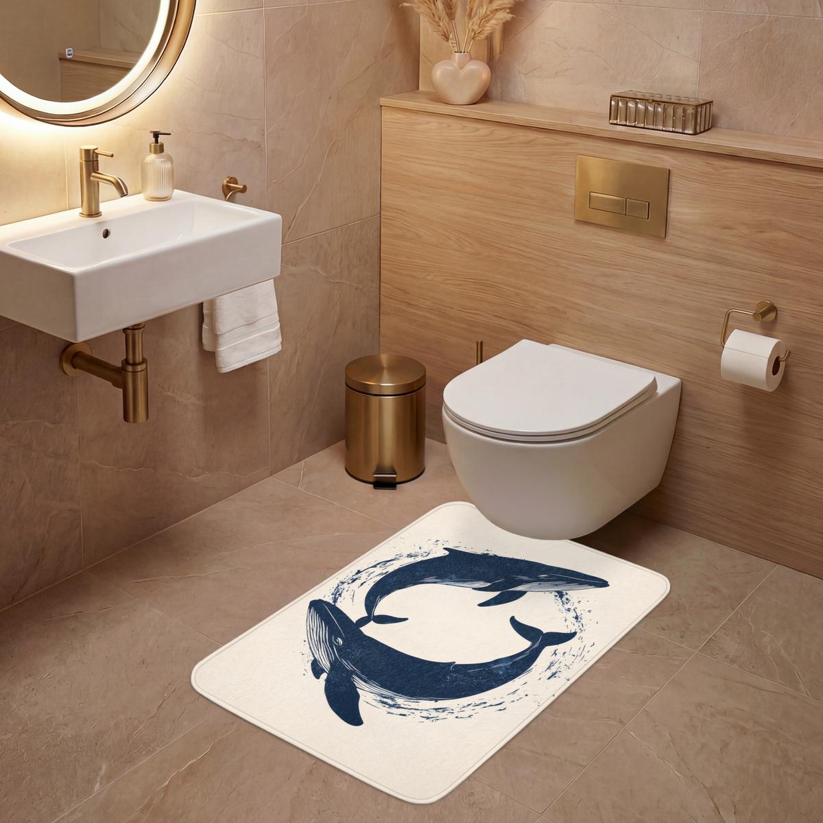 WC-VORLEGER Wale - Spritzer - Kreis - Dunkelblau Toilettenvorleger 60x90 cm - Dunkelblau, Textil (60/1cm) - OnlyWow