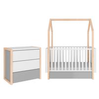 BABYZIMMER 2-teilig Weiß und grau - Weiß, Holzwerkstoff (144/86.5/80cm) - Petits-meubles
