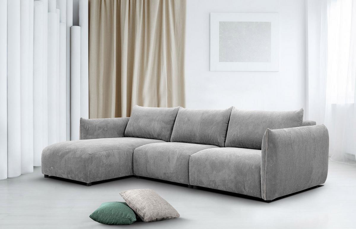ECKSOFA TAUER 5-Sitzer, hellgrau - Hellgrau/Schwarz, Holzwerkstoff/Kunststoff (173/294cm) - Wozimo