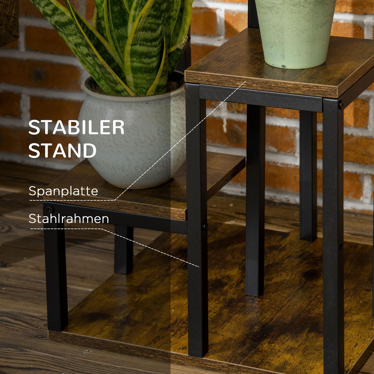 PFLANZENSTÄNDER, Stahl, Rustikal-Braun - Braun, Metall (40/81/40cm) - Outsunny