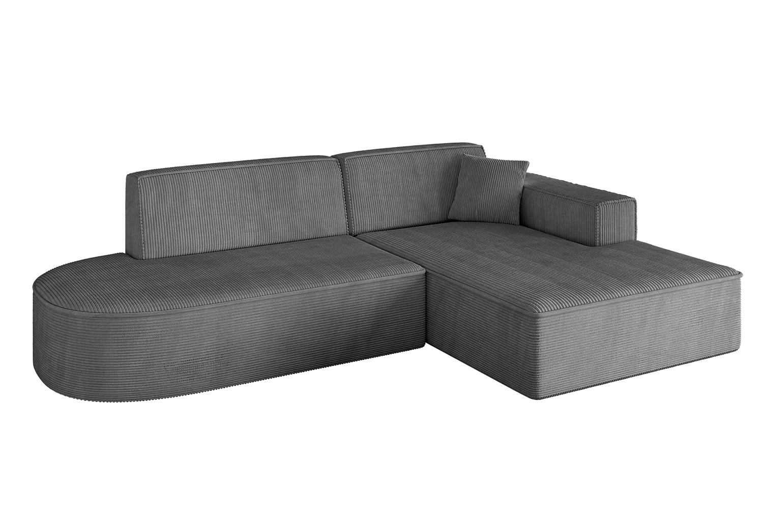 ECKSOFA Ottomane Rechts IREA-L1-v4 - 232x165x77 cm Duneklgrau - Dunkelgrau, Holzwerkstoff/Textil (232/165cm) - ALTDECOR