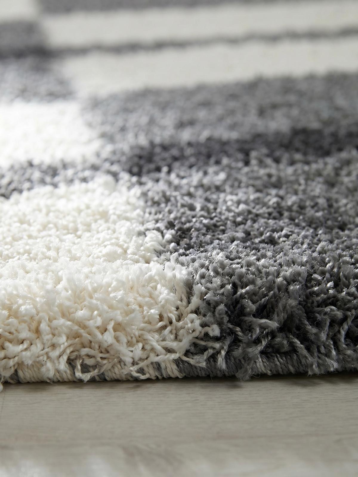 HOCHFLORTEPPICH WERFEN, kariert, Hellgrau, Ø 120 cm - Grau, Textil (120/120cm) - KADIMA DESIGN