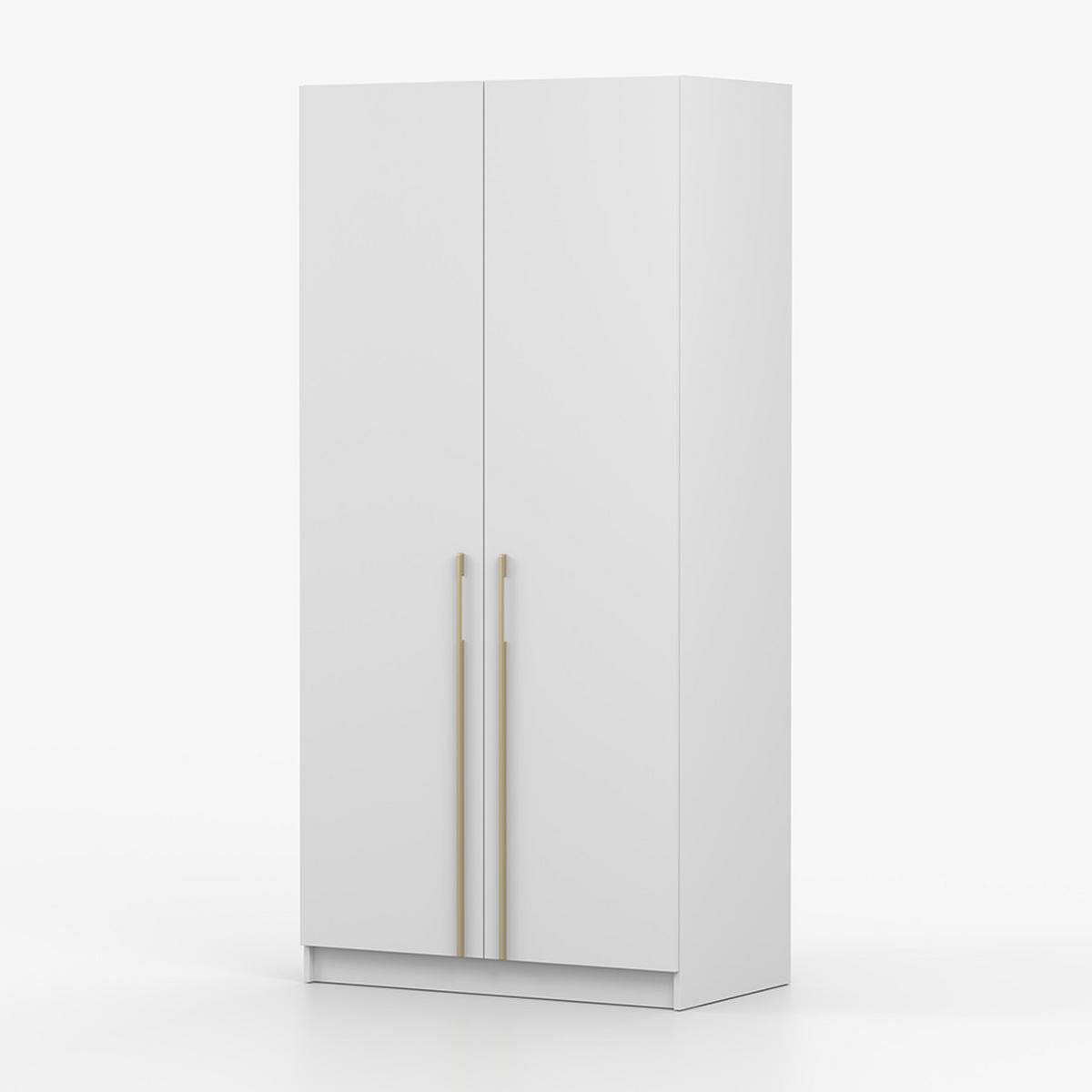 DREHTÜRENSCHRANK ROSA II 2D 100/210/55, 2-türig, weiß - Goldfarben/Weiß, Holzwerkstoff (100/210/55cm) - imoebel24