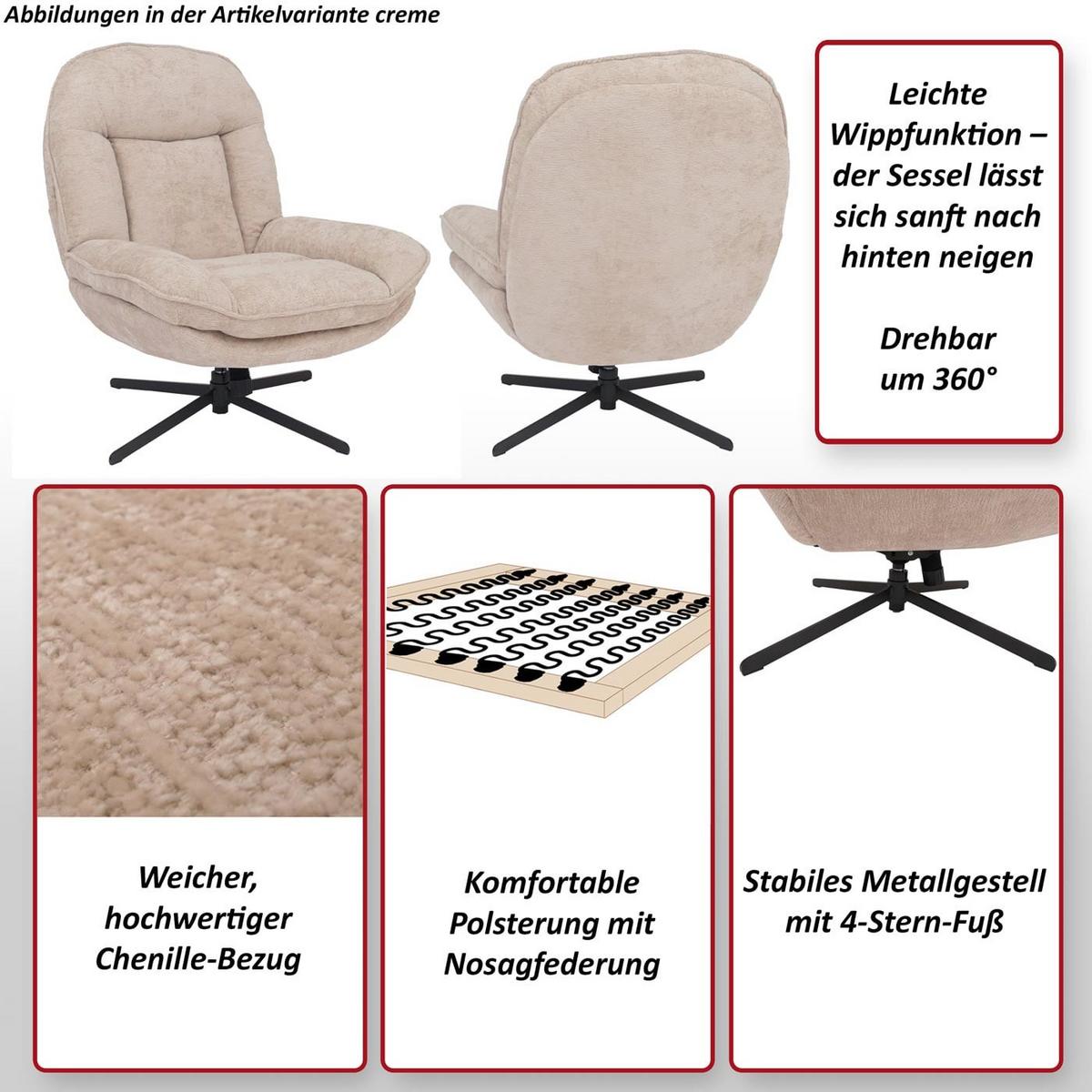 RELAXSESSEL Cremeweiß - Creme, Textil (80/96/90cm) - MCW