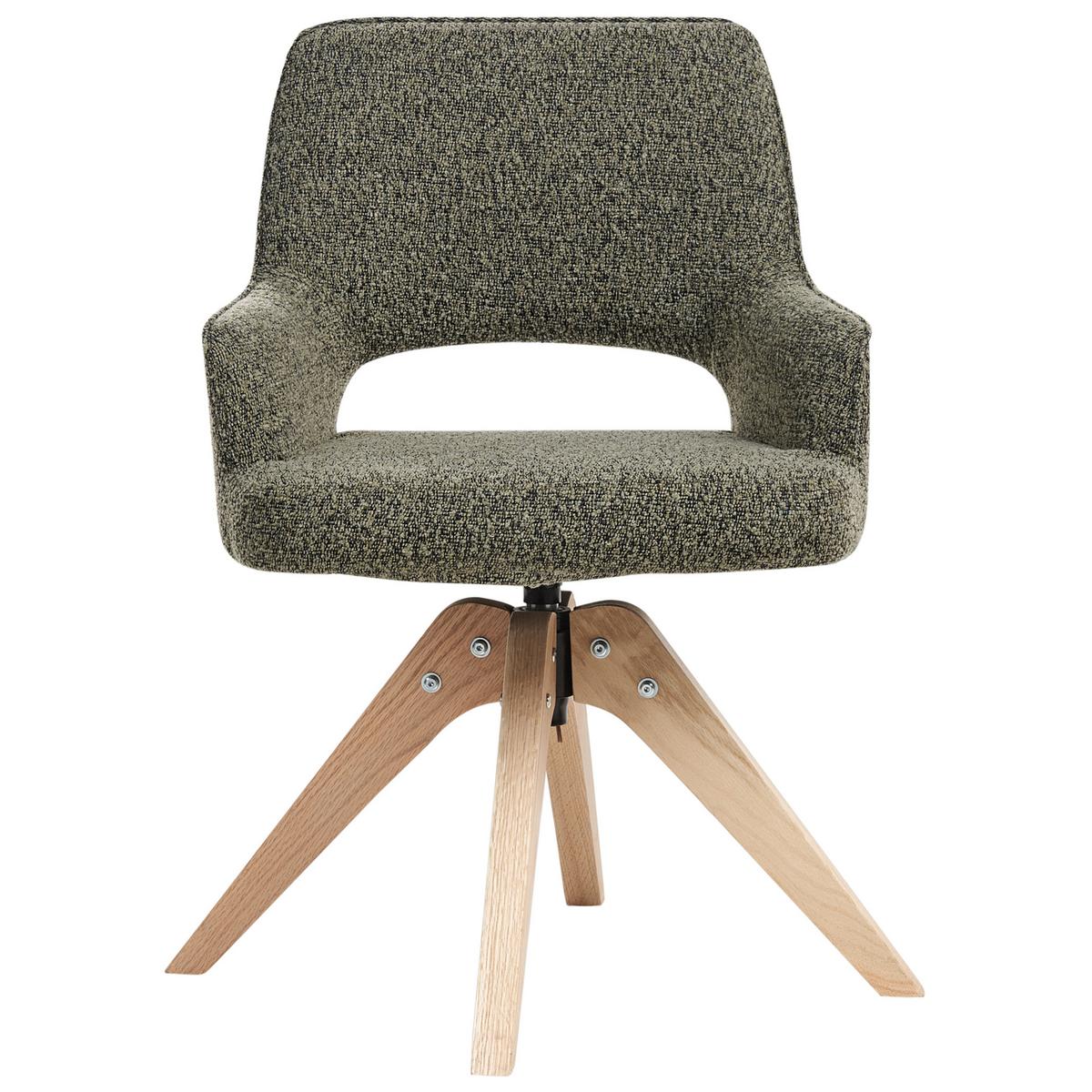 ESSZIMMERSTUHL drehbar Bouclé Grün Moravia - Braun/Grün, Holz/Textil (56/83/66cm) - Beliani