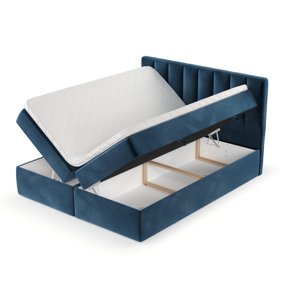 BOXBETT Bari 140/200 cm Dunkelblau im Kronos Stoff - Dunkelblau, Holz/Holzwerkstoff (140/200cm) - AltaBeds