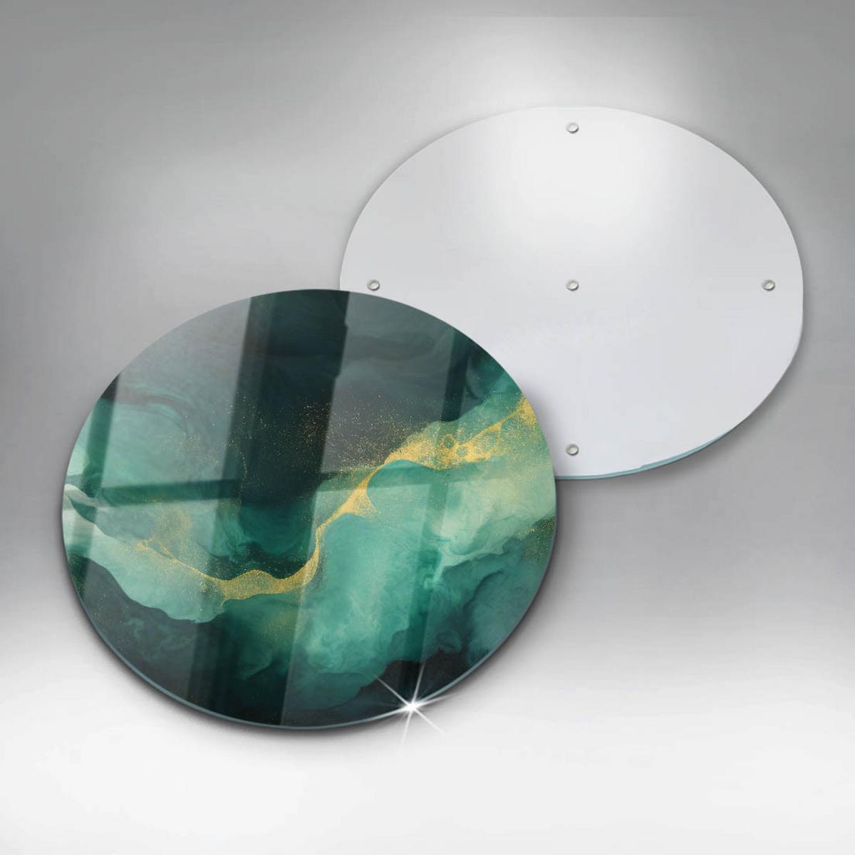 GLASPLATTE Ø 40 cm Flaschengrün - Mintgrün, Glas (40/40cm) - Wallfluent
