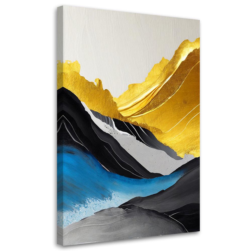 LEINWANDBILD Abstrakte Acryl Berge gold 70x100cm - Gelb, Textil (70/100cm) - Feeby