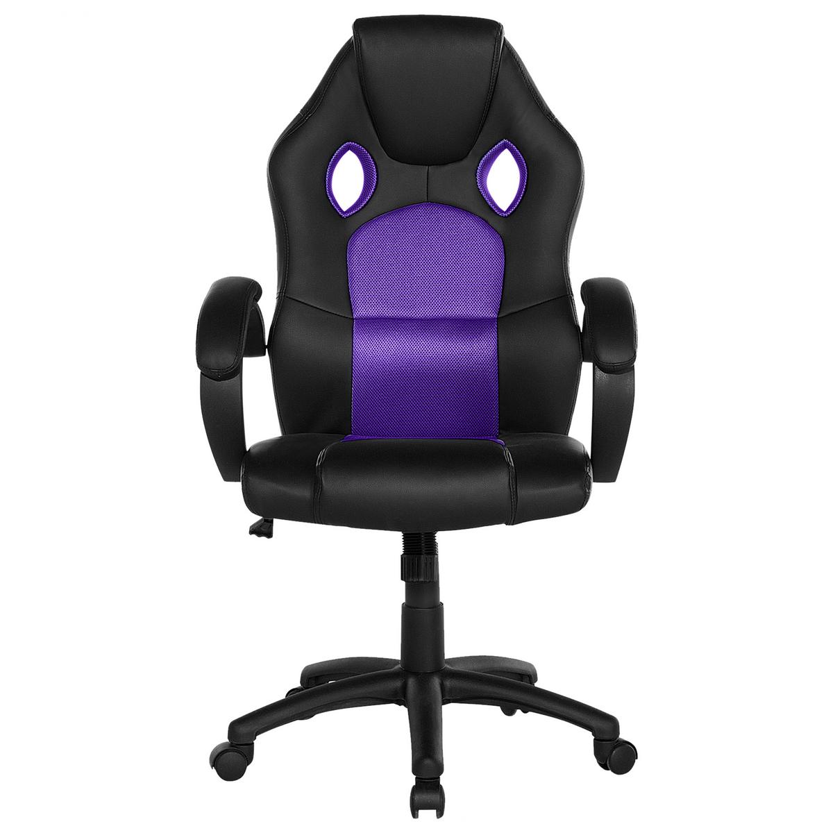 GAMINGSTUHL Kunstleder Schwarz/Violett Fighter - Schwarz, Kunststoff/Textil (65/108/65cm) - Beliani