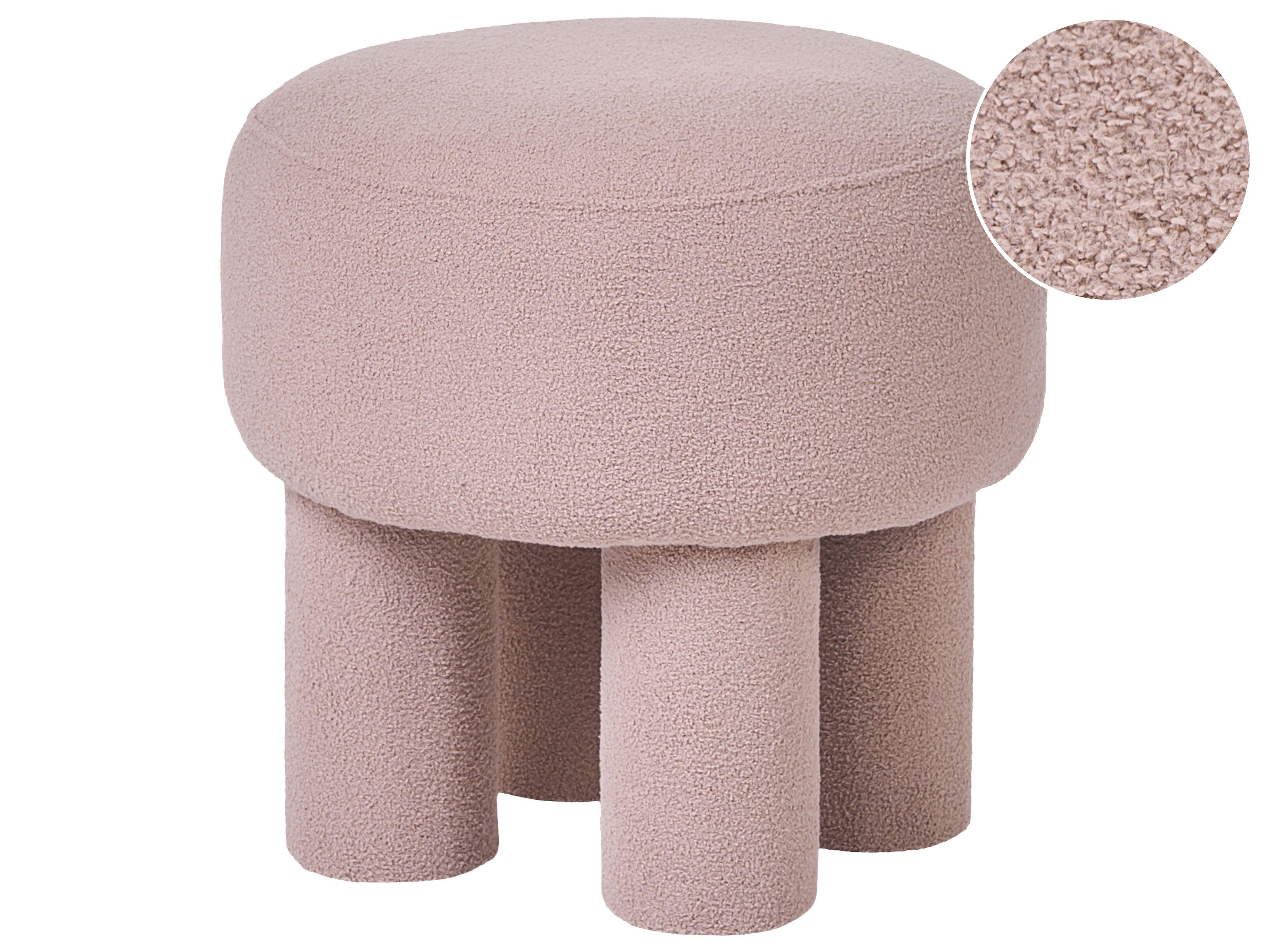 HOCKER Bouclé Beige Canby - Beige, Textil (43/38/43cm) - Beliani