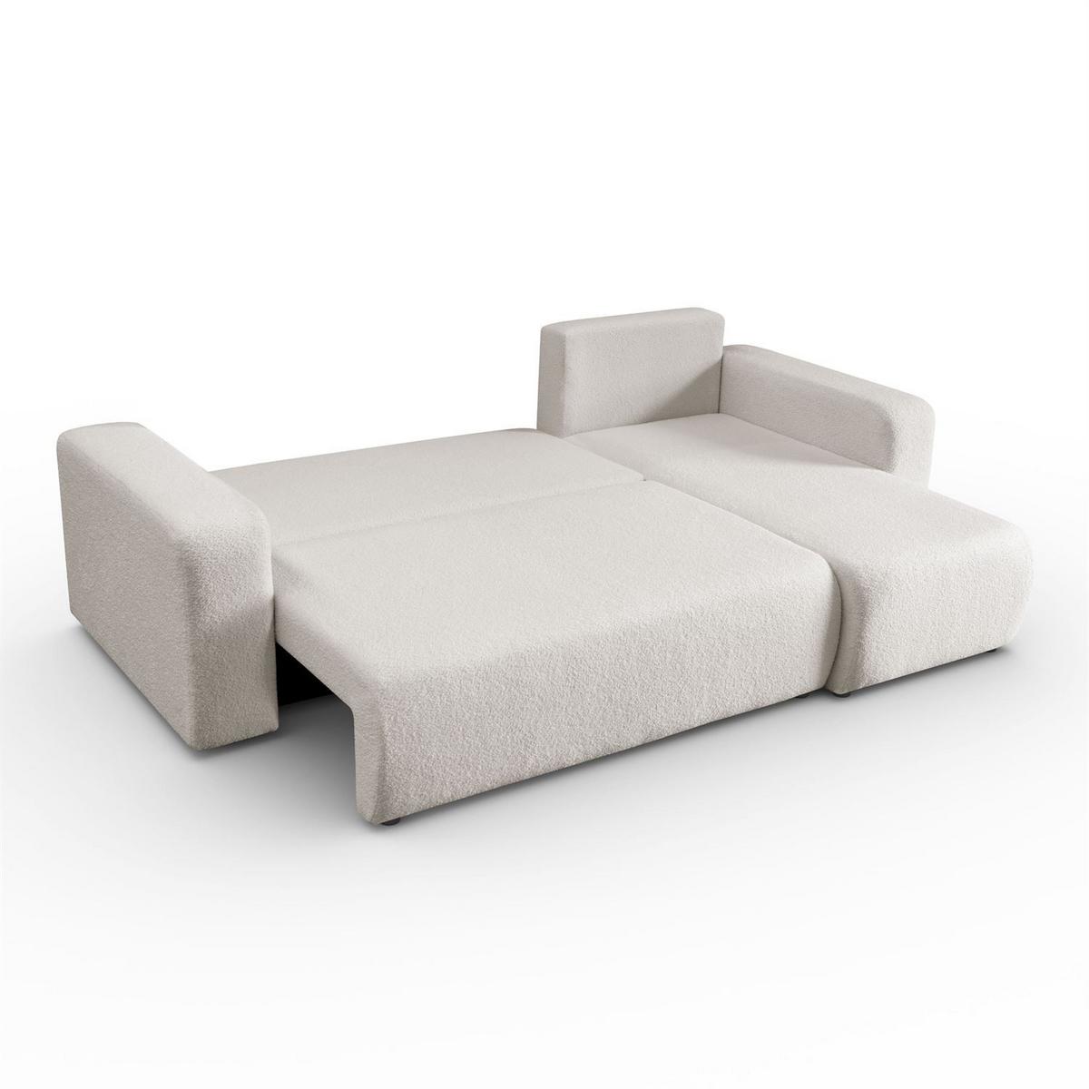 ECKSOFA VESPO L mit Schlaffunktion und Bettkasten - Ecru, Textil (247/143cm) - Lookway