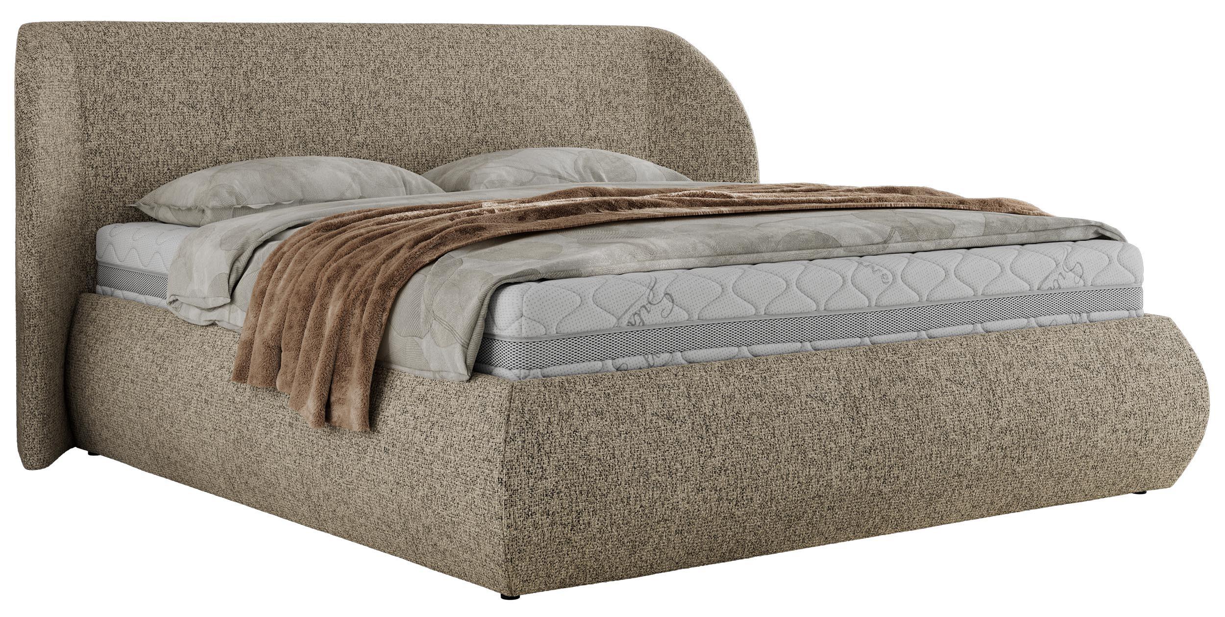 POLSTERBETT CAELA CLASSIC 140/200 - Dunkelbeige Strukture - Multipocket-Matratze - Beige, Textil (140/200cm) - MKS