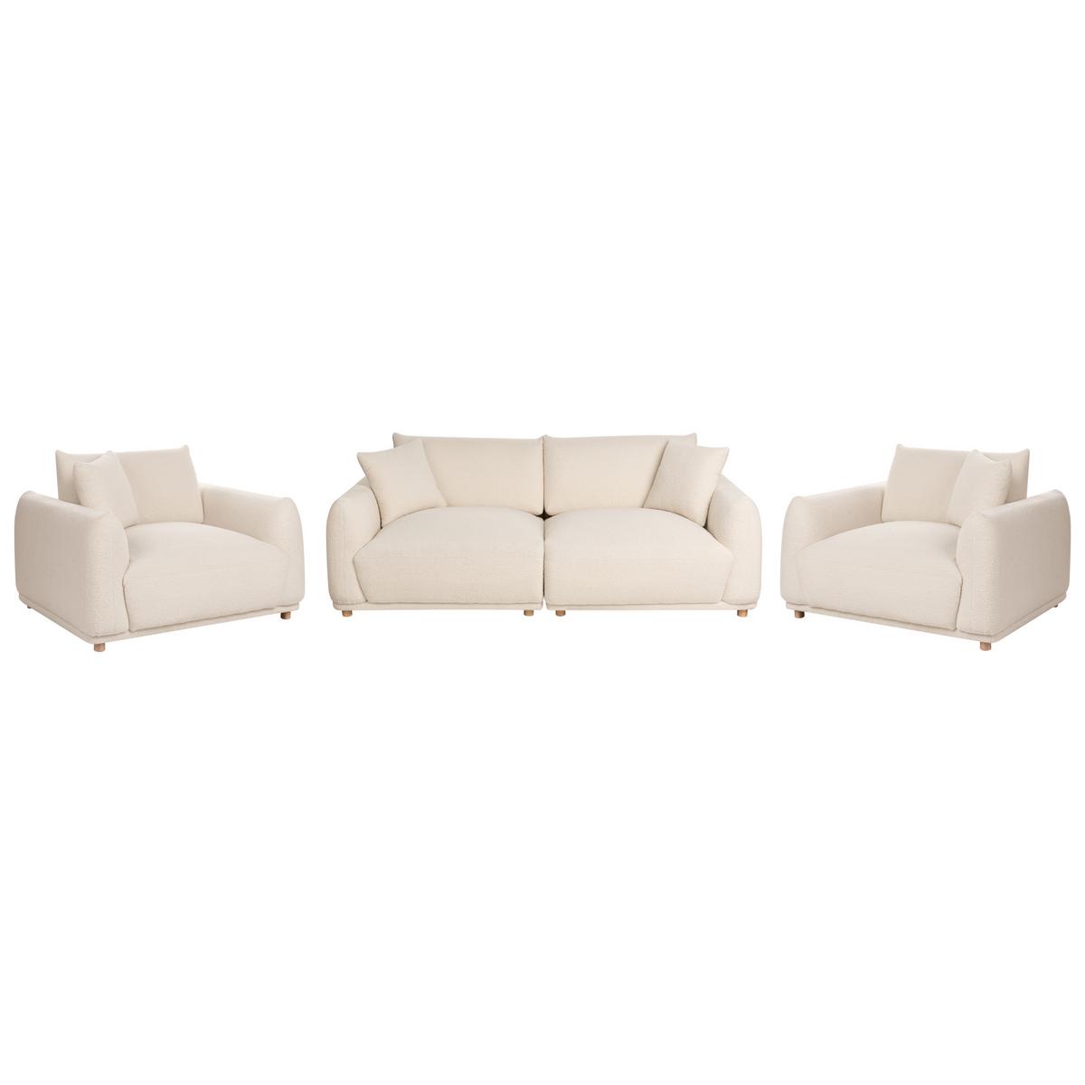 SOFA-SET 5-Sitzer Bouclé Cremeweiß Jubek - Creme/Weiß, Textil (220/75/104cm) - Beliani