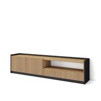 LOWBOARD, Eiche und Schwarz, 207/37/50cm - Eichefarben, Holzwerkstoff (207/50/37cm) - Skraut Home