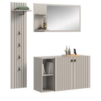 GARDEROBEN-SET 3-teilig Kaschmir 152 cm, Flur Garderobe hängend - Kaschmir/Schwarz, Glas/Holzwerkstoff (152/192/37cm) - Inn.Furn