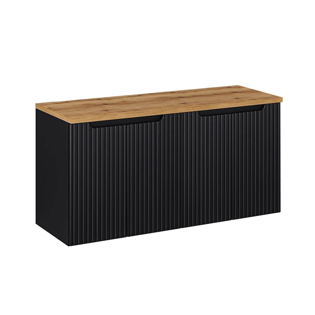 WASCHTISCHUNTERSCHRANK 120cm Riva Schwarz und Holz - Schwarz, Holzwerkstoff (120/57/40cm) - Petits-meubles