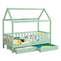 KINDERBETT Marli mit Matratze und Bettkasten mint 90x200 cm - Mintgrün, Holz (90/200cm) - Juskys