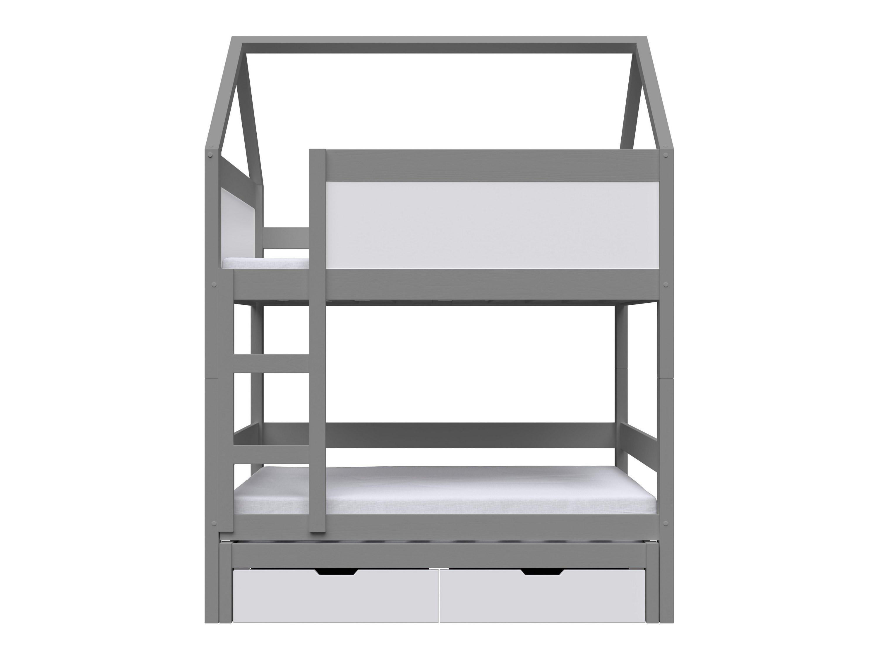 ETAGENBETT TAMI mit Bettkasten 80x160 cm Hellgrau - Hellgrau/Weiß, Holz (80/160cm) - MASSENO