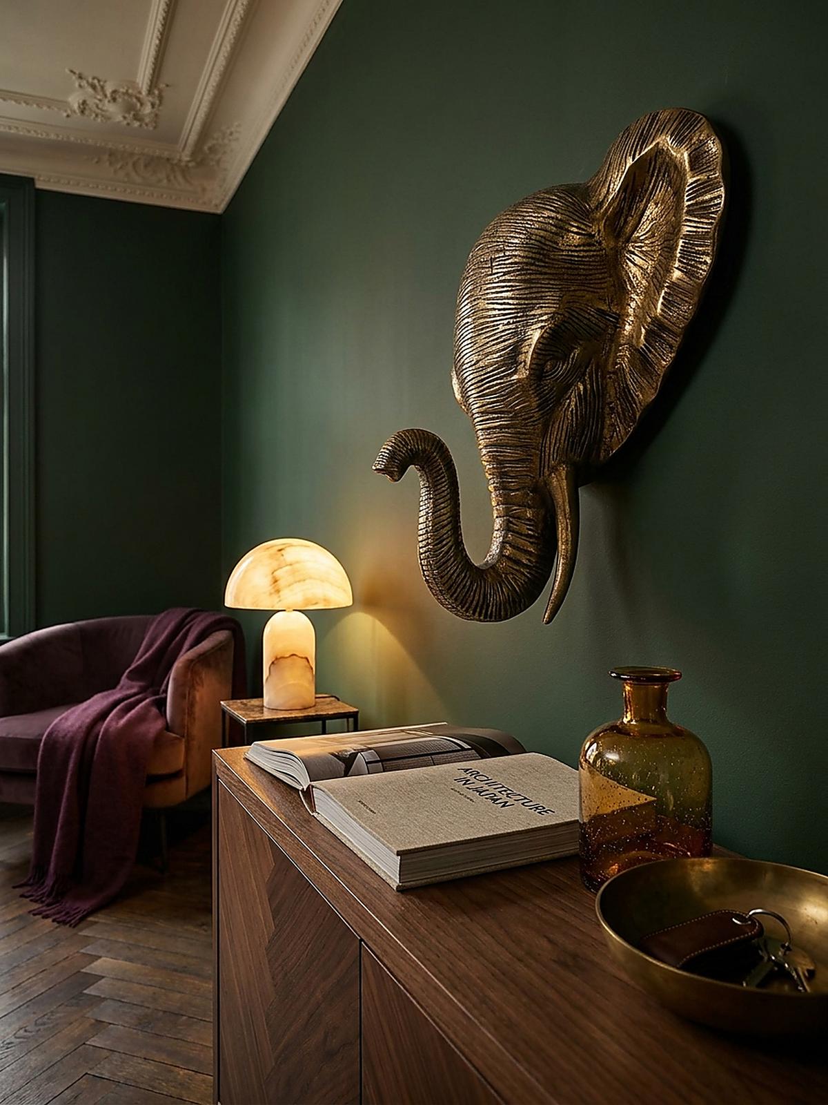 WANDDEKO Elefant Aluminium goldfarben 41 cm im afrikanischen Stil - Goldfarben, Textil (33/41/20cm) - KADIMA DESIGN