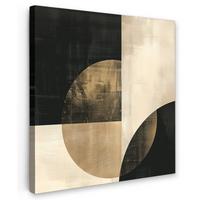 LEINWANDBILD Abstrakt - Geometrische Formen - Schwarz - Gold Deko Groß 90x90 cm - Ecru, Textil (90/90cm) - MuchoWow