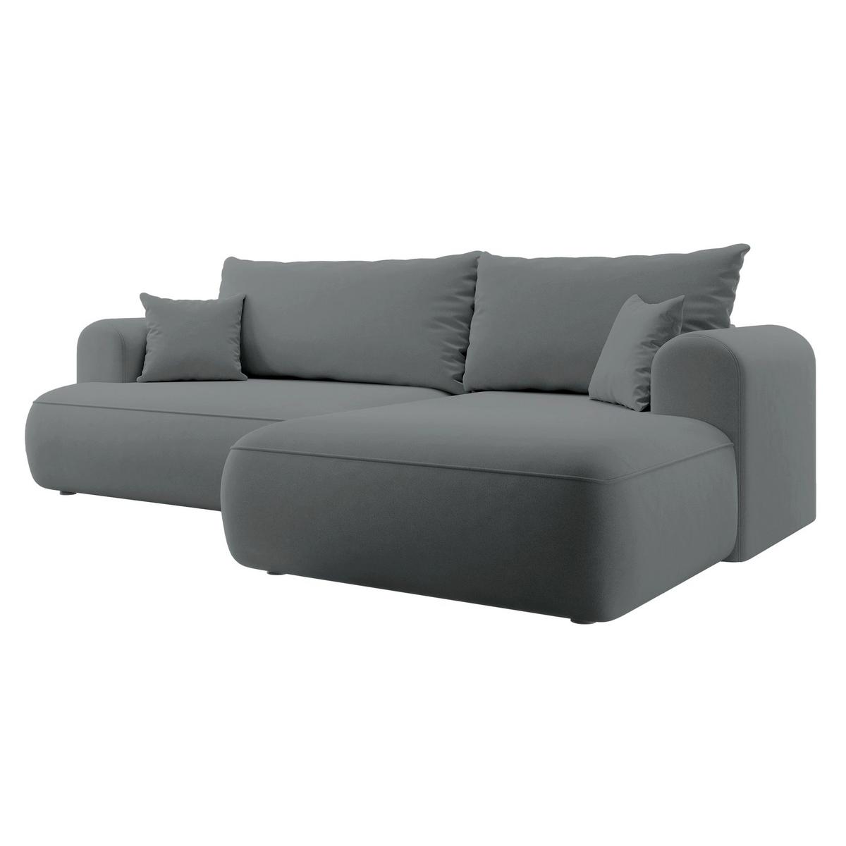 ECKSOFA Ovo Dunkelgrau Samt - Dunkelgrau/Schwarz, Kunststoff/Textil (165/260cm) - Selsey