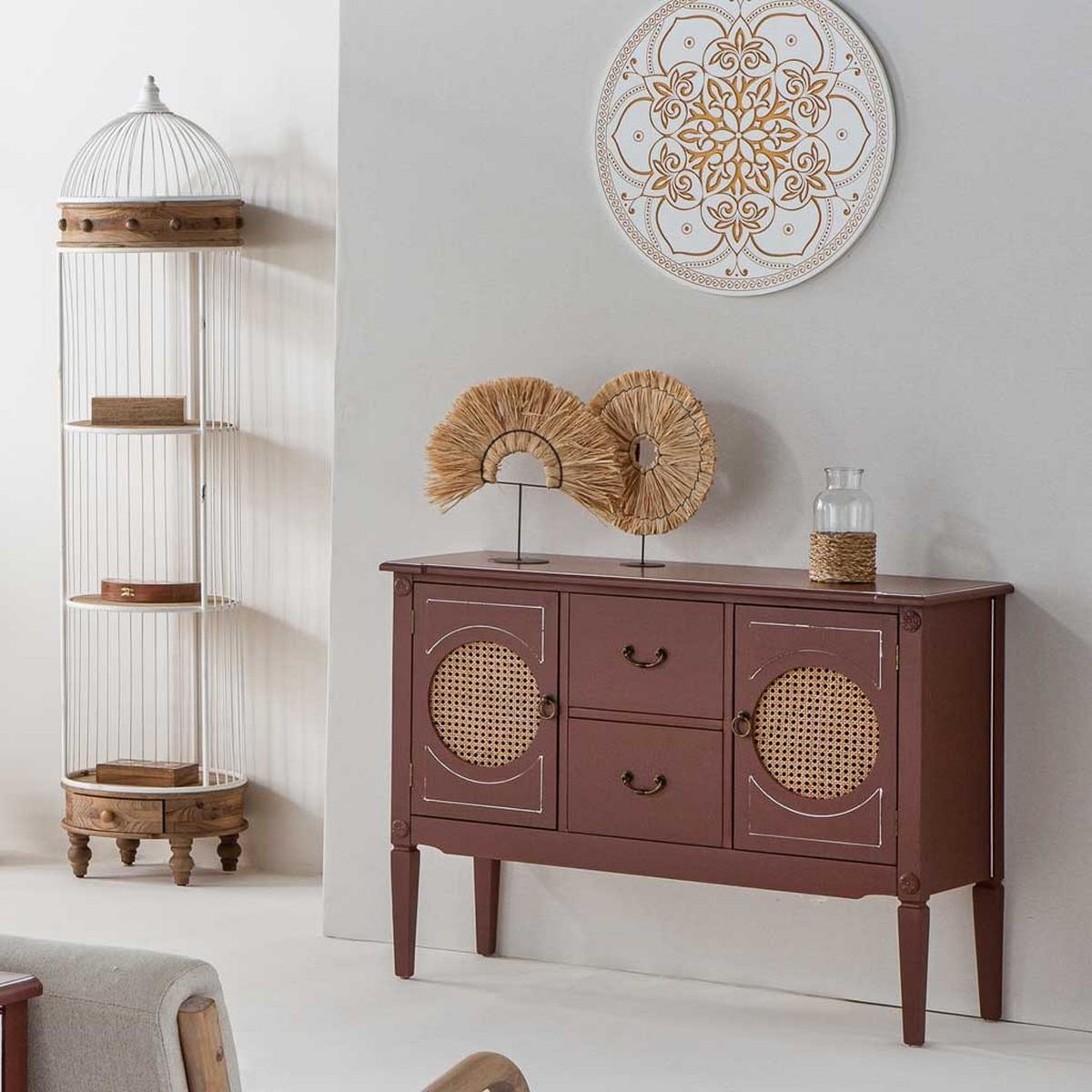 SIDEBOARD Sideboard aus Holz und Rattan braun, 106x40x78 cm - Braun, Holz (106/78/40cm) - Wanderlust