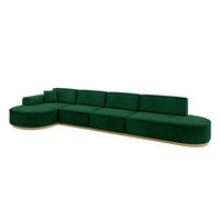 ECKSOFA Ottomane Links MARI-L3-v2 - 413x171x83 cm Dunkelgrün Velours - Dunkelgrün, Holzwerkstoff/Textil (413/171cm) - ALTDECOR
