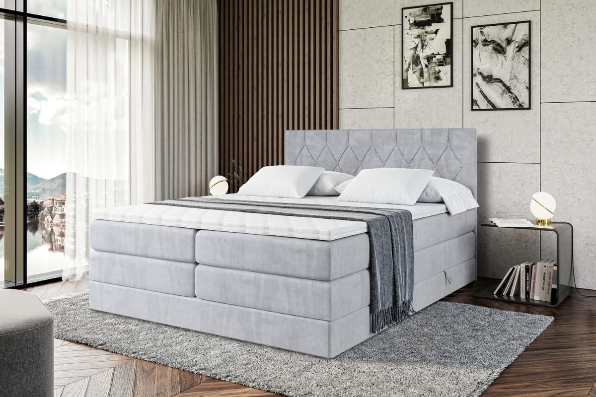 BOXSPRINGBETT VELANTO-BZ KING - 140 x 200 - H3/H4 - Hellgrau - Hellgrau, Holzwerkstoff (140/200cm) - ALTDECOR