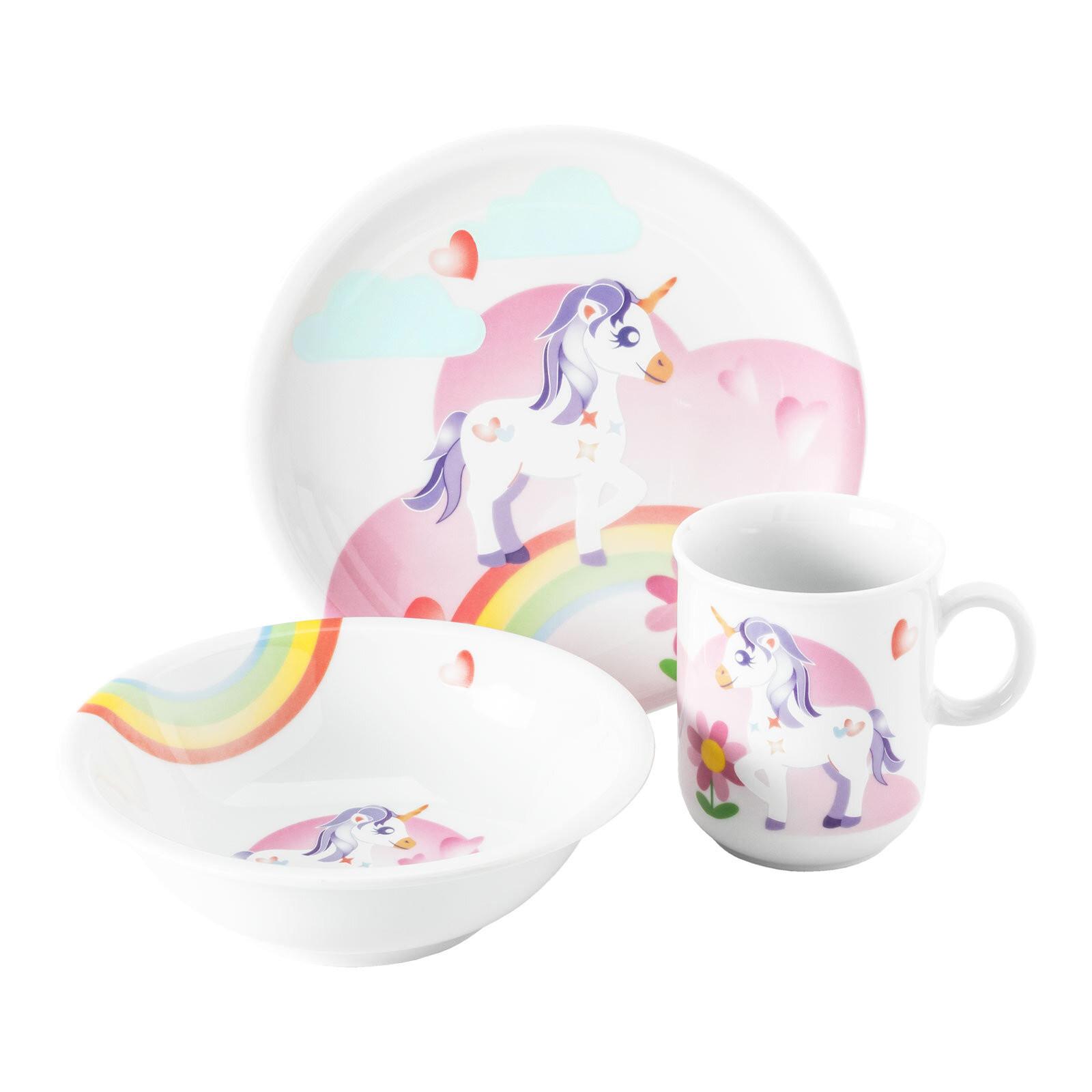 KINDERGESCHIRR SET Compact Mein kleines Einhorn bunt 3-tlg. - Multicolor, Keramik (21.4/20.5/21.4cm) - Seltmann Weiden