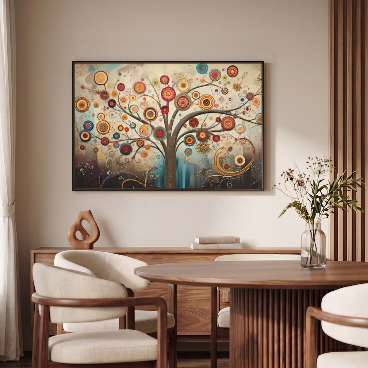 LEINWAND Bilder mit Rahmen - Baum - Baum des Lebens - Farbe - 90x60 - Braun, Textil (90/60cm) - MuchoWow