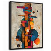 LEINWAND Bilder mit Rahmen - Vintage - Moderne Kunst - Orange - Geometrische Formen - 30x40 - Multicolor, Textil (30/40cm) - MuchoWow
