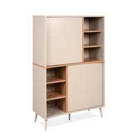 SIDEBOARD hoch mit 2 Türen, 6 Nischen, Dekor in Sand und Eiche, handwerklich gefertigt 37,5/90/140 cm - Beige, Holzwerkstoff (37.5/140/90cm) - Calicosy