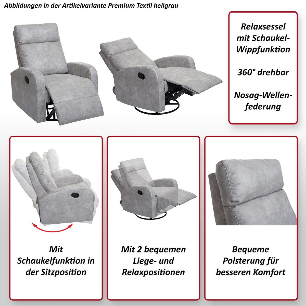 FERNSEHSESSEL PREMIUM Hellgrau - Hellgrau, Textil (75/100/96cm) - MCW