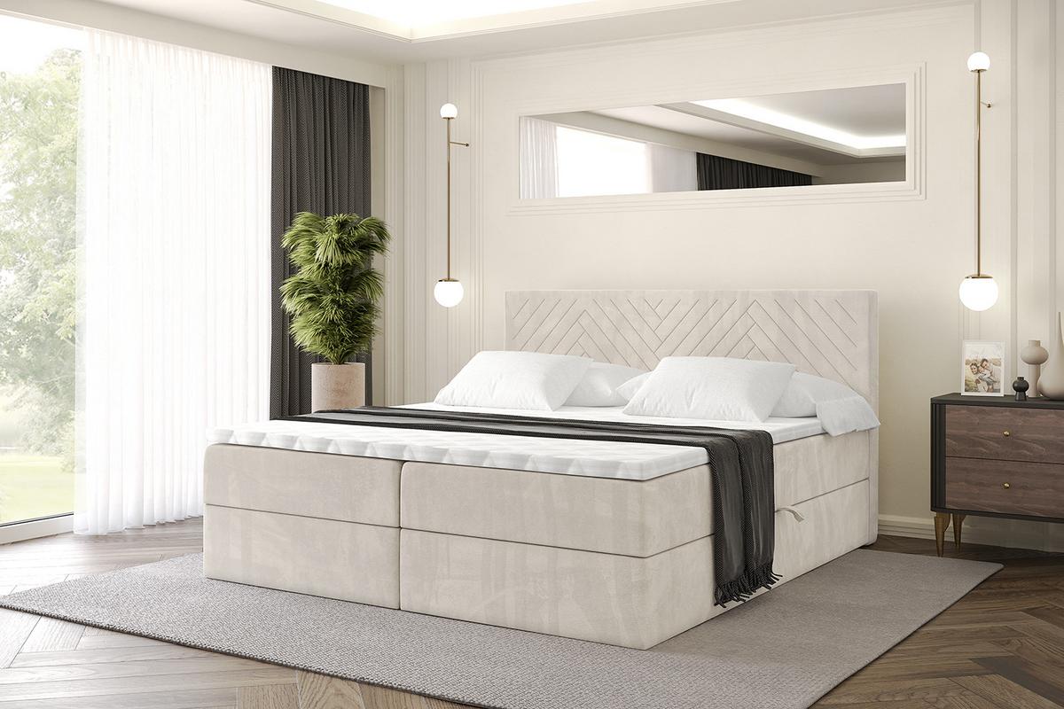 BOXBETT mit Matratze H3 und Lattenrost - VEXA - 180x200 - Beige Casablanca - Beige, Holzwerkstoff/Kunststoff (180/200cm) - ALTDECOR
