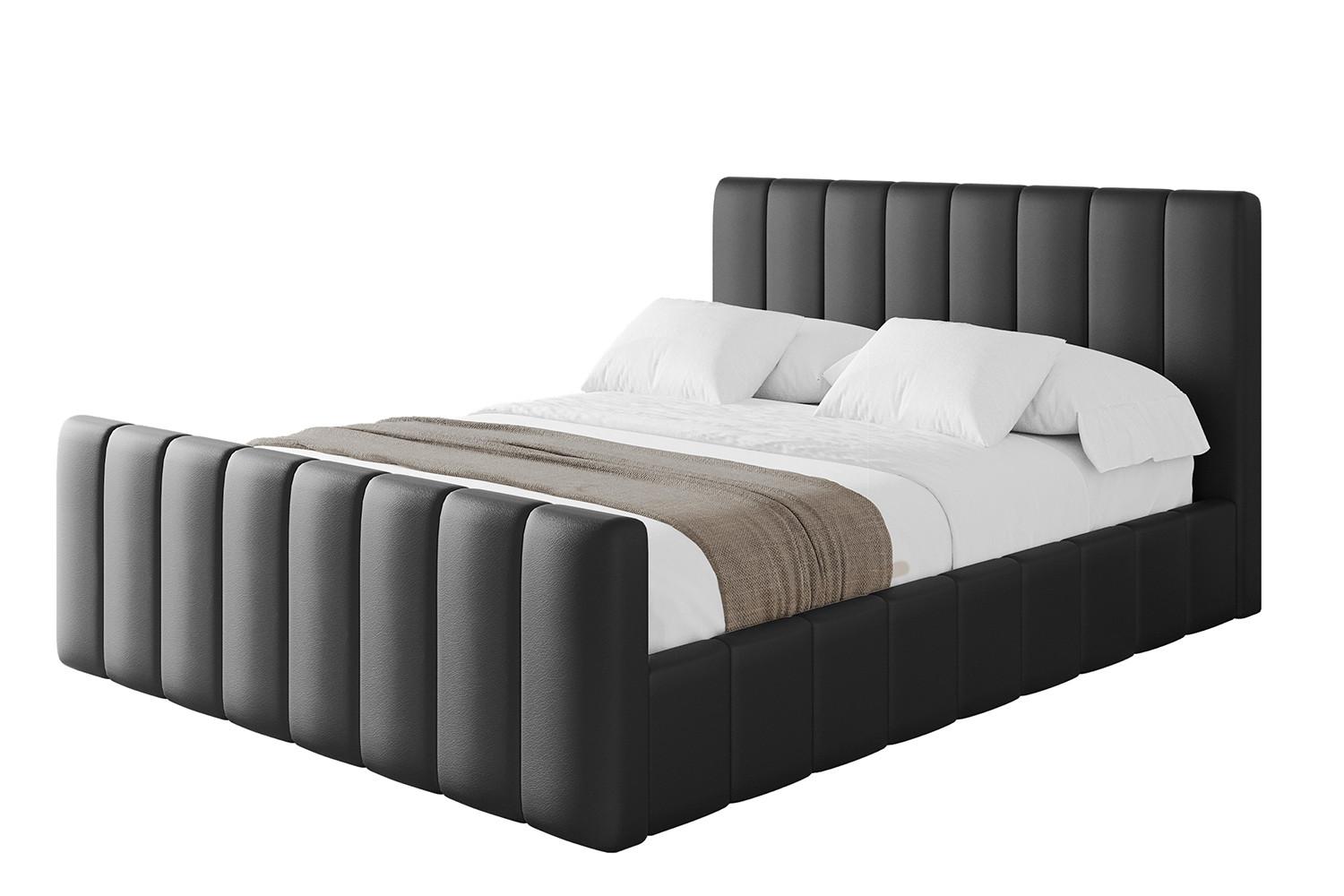 POLSTERBETT mit Bettkasten, Fußteil und Lattenrost, Boxbett ohne Matratze - FINO-Z 180x200 Schwarz Kunstleder - Schwarz Hochglanz, Holzwerkstoff/Textil (180/200cm) - ALTDECOR