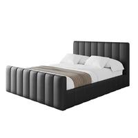 POLSTERBETT mit Bettkasten, Fußteil und Lattenrost, Boxbett ohne Matratze - FINO-Z 180x200 Schwarz Kunstleder - Schwarz Hochglanz, Holzwerkstoff/Textil (180/200cm) - ALTDECOR