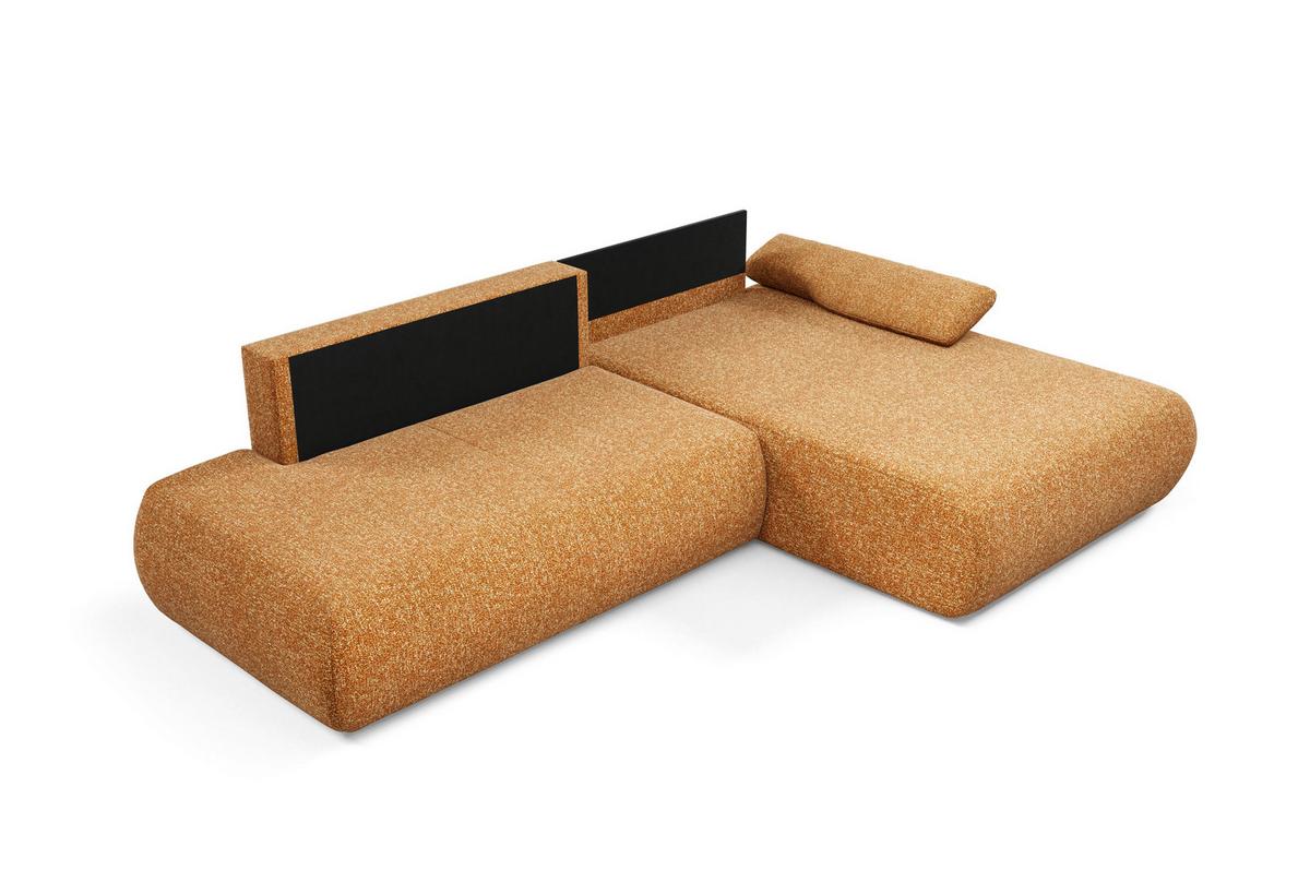 ECKSOFA DELTA R-S Braun Geflochtener Stoff mit Schlaffunktion - Braun, Holz (286/173.5cm) - MASSENO