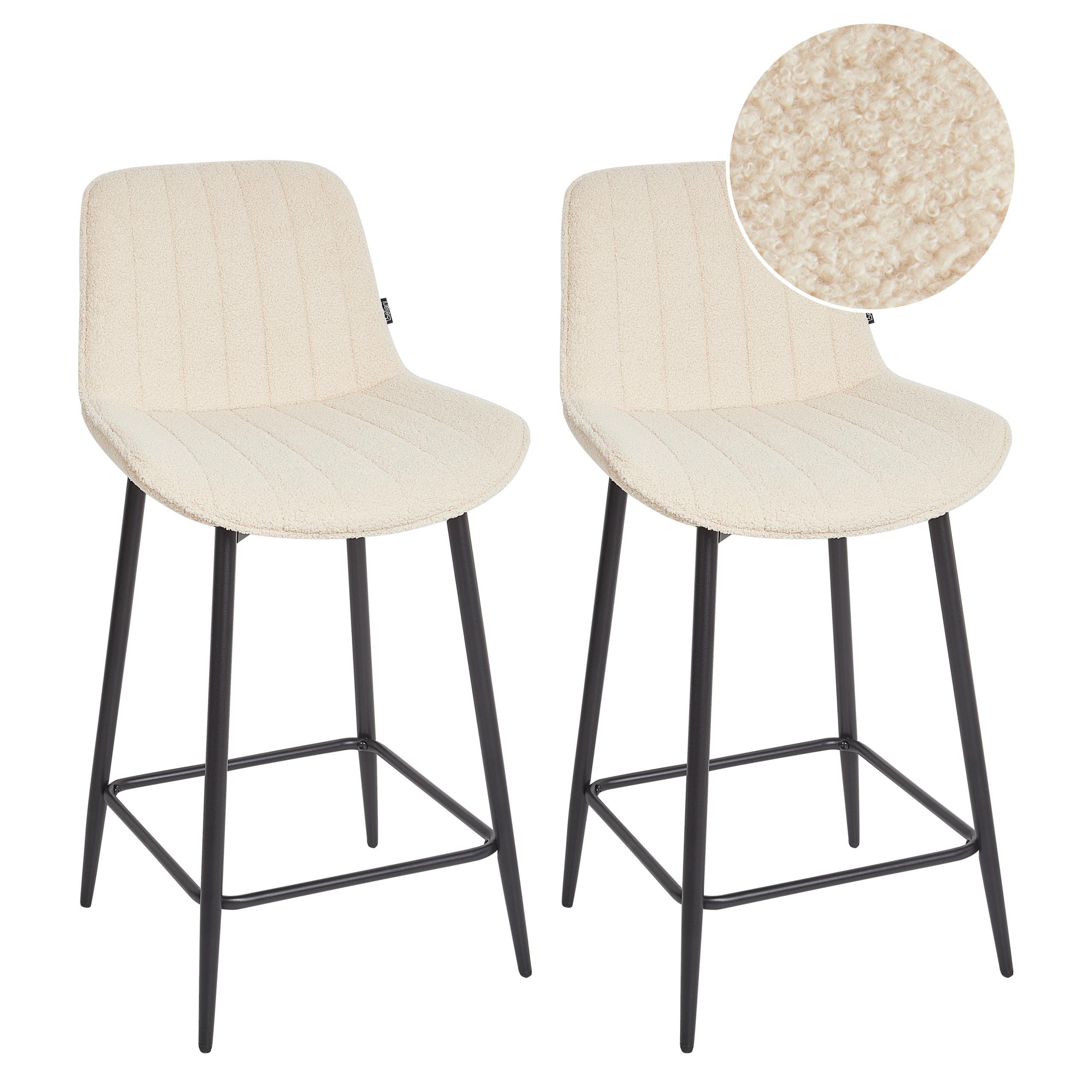 BARSTUHL 2er-Set Bouclé HellbeigeDubrovnik - Beige, Textil (49/94/52cm) - Beliani