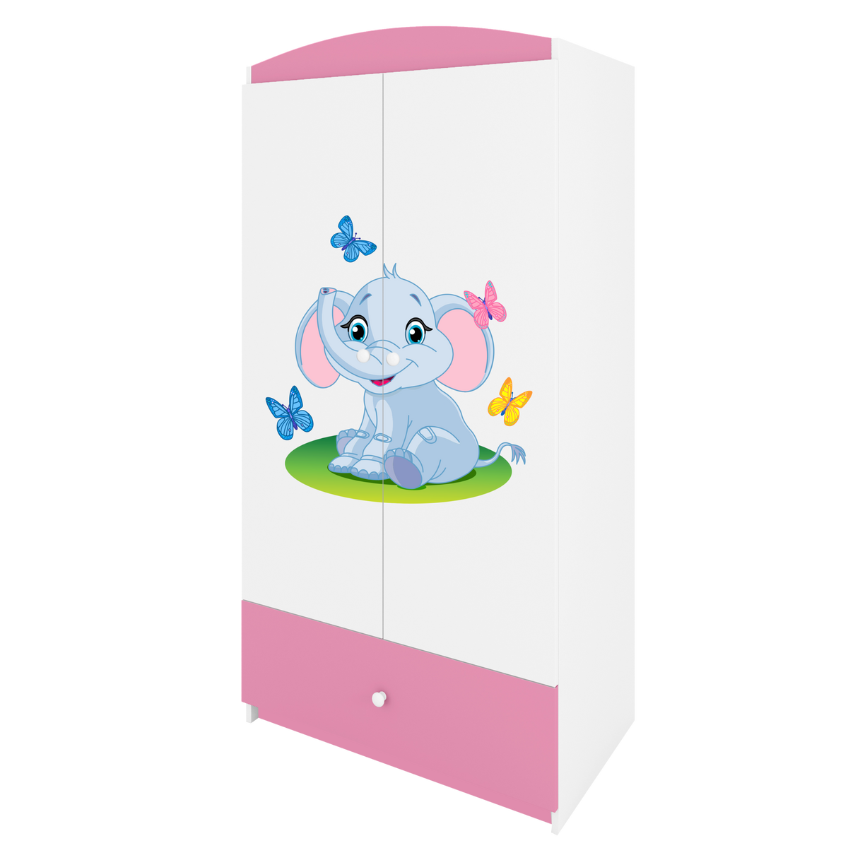 KINDERKLEIDERSCHRANK Elefant - Hellrosa, Holzwerkstoff (90/175/52cm) - RAUMHIRSCH FURNITURE