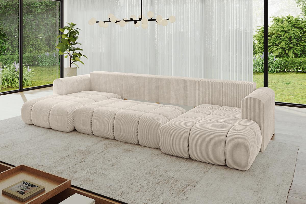 WOHNLANDSCHAFT CLOUD-U 405x185x90 Beige Cord - Beige, Holzwerkstoff/Kunststoff (405/90/185cm) - ALTDECOR