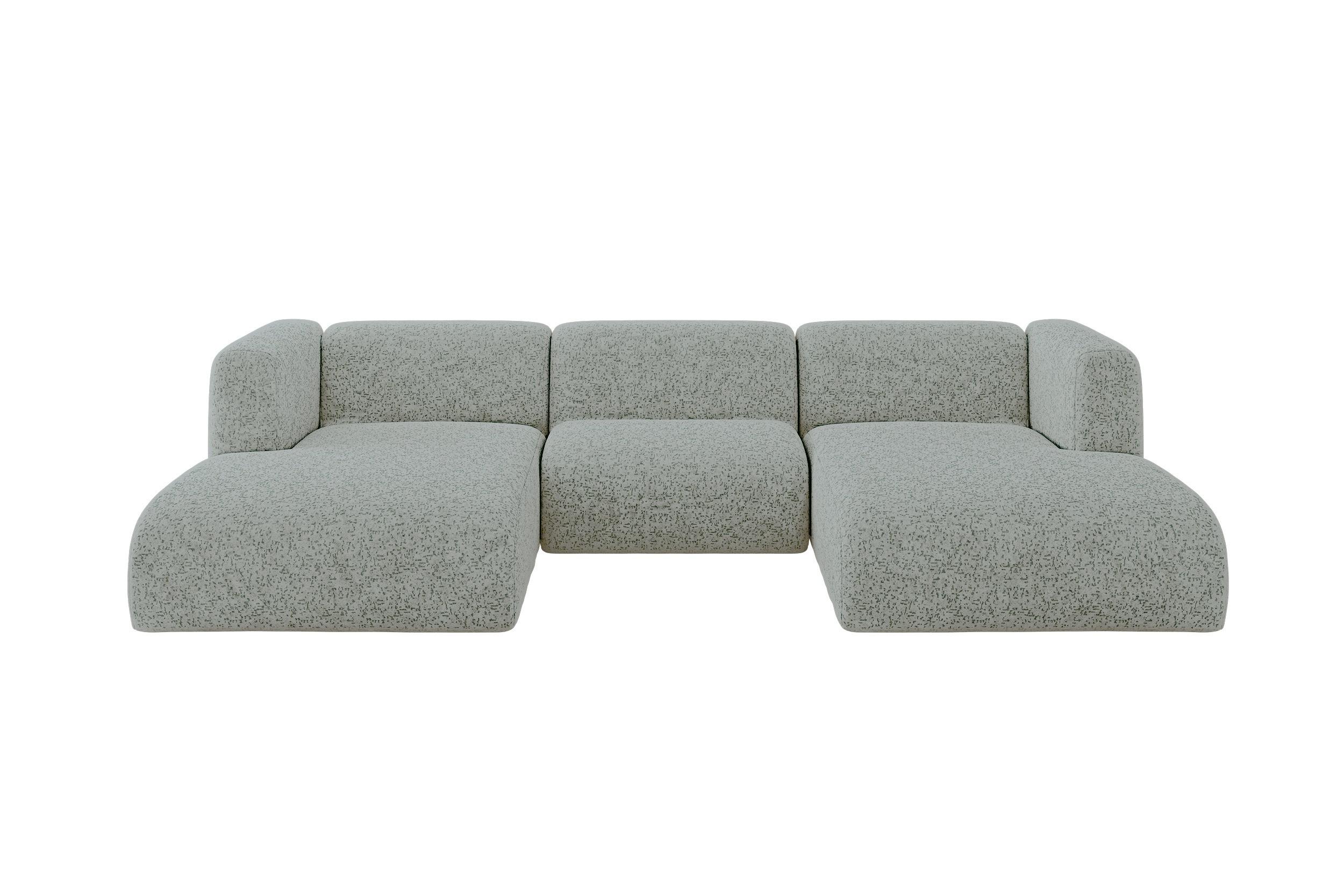 WOHNLANDSCHAFT MIRA-U1 317x179x70 Grün Velours - Schwarz/Hellgrün, Holzwerkstoff/Kunststoff (317/70/179cm) - ALTDECOR