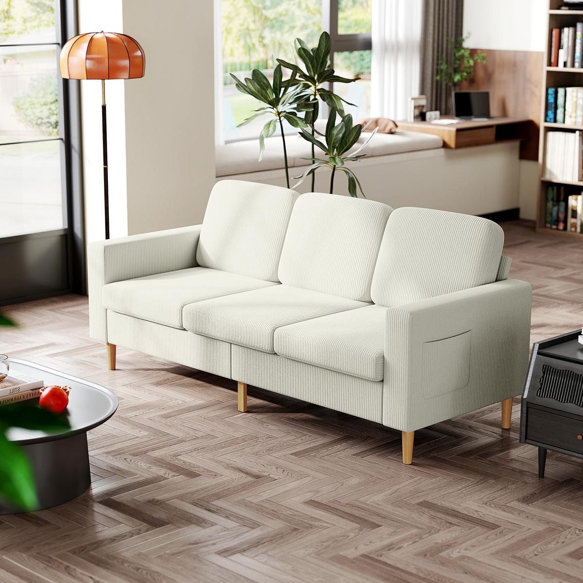 SOFA Oryvith 192/80/85cm - Beige, Textil (80/85/192cm) - ZMH