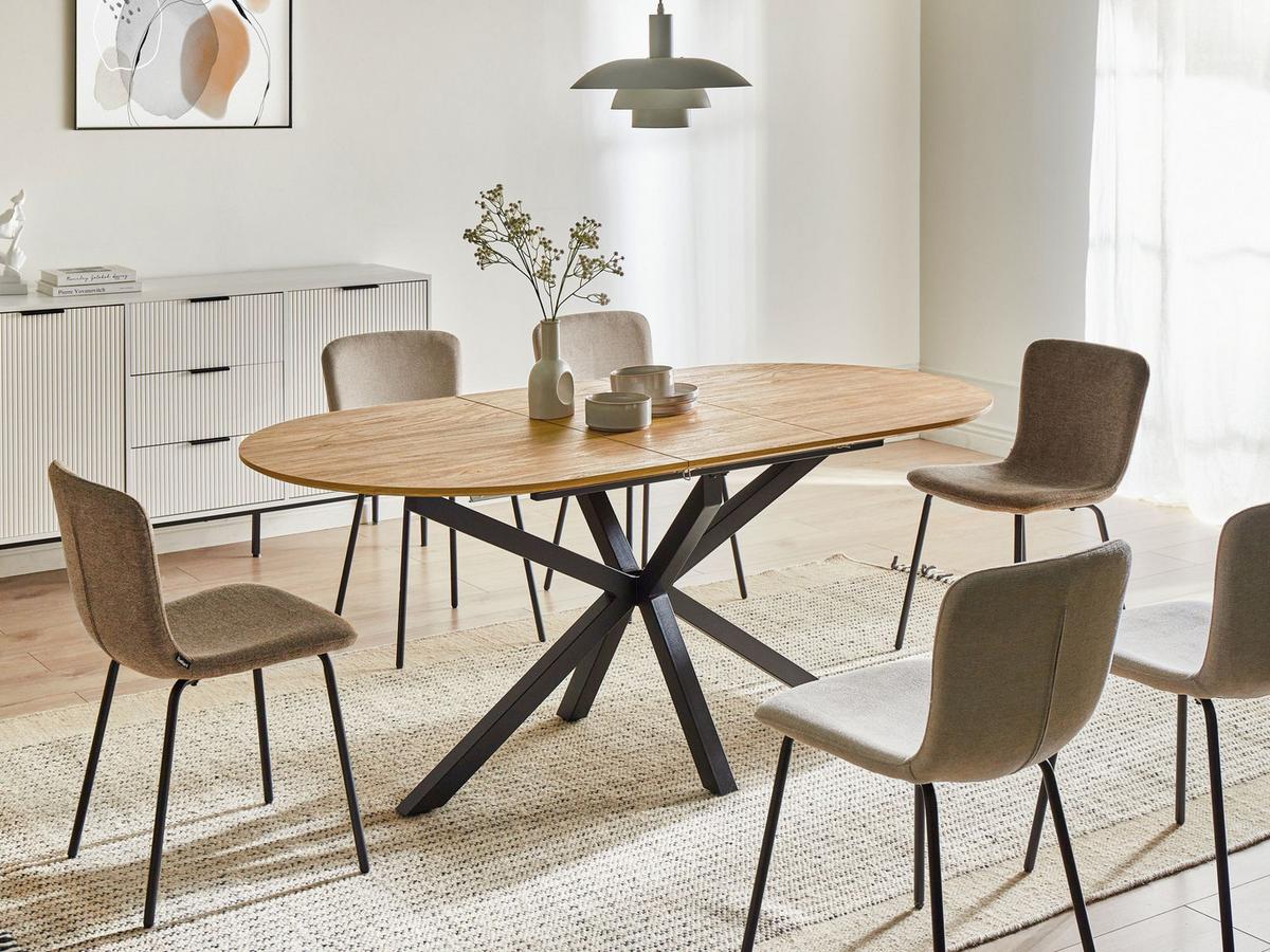 ESSTISCH ausziehbar Braun 140-180/90 cm Macquarie - Braun, Holzwerkstoff (140/90/75cm) - Beliani