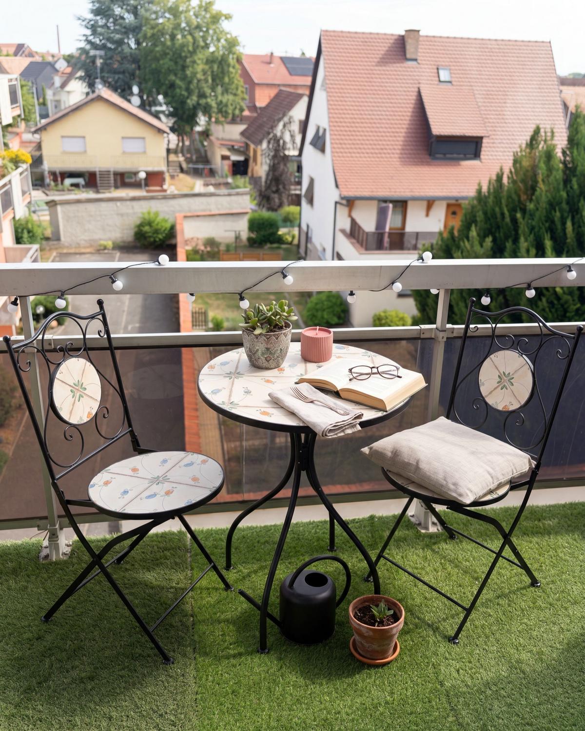 BISTRO-SET Metall Schwarz Carona - Weiß, Metall - Beliani