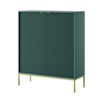 SIDEBOARD Eternas 2T Grün 104/125/39 cm – goldene Füße, mit geriffelten Fronten - Goldfarben/Grün, Holzwerkstoff (104/125/39cm) - AX Living