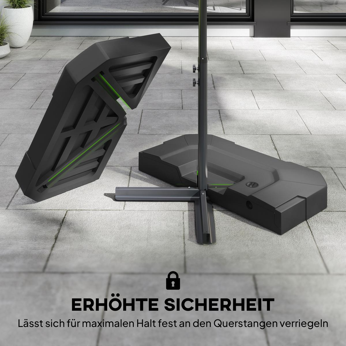 SCHIRM-GEWICHTE mit Wasser/Sand befüllbar, Schwarz - Schwarz, Kunststoff (101/101cm) - Outsunny