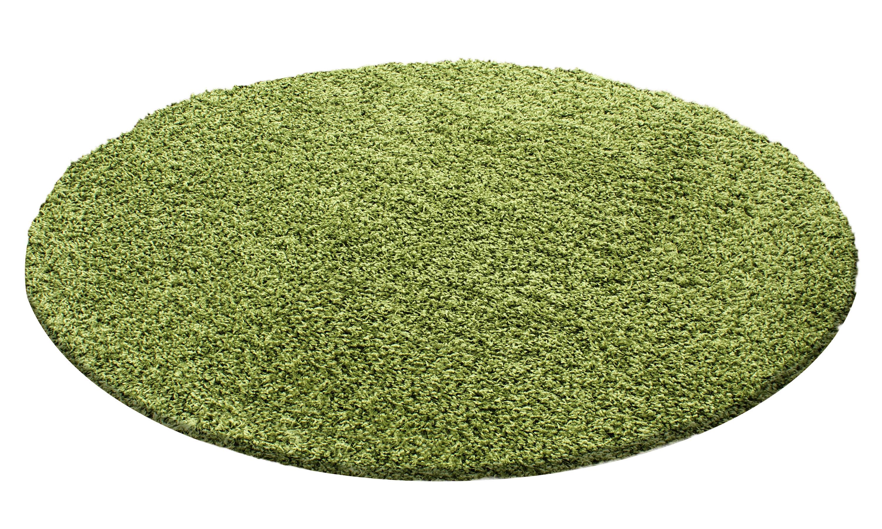 HOCHFLORTEPPICH RHEIN, einfarbig, Grün, Ø 200 cm - Grün, Textil (200/200cm) - KADIMA DESIGN